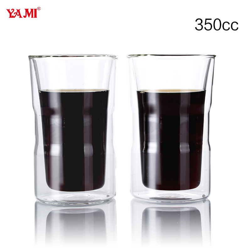 竹節(jié)雙層玻璃杯350cc